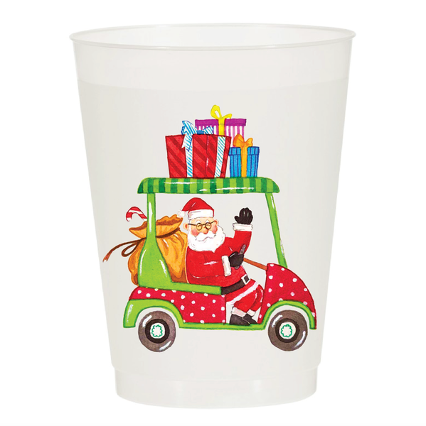 Golf Cart Santa Frosted Cups (6 cups/pk)