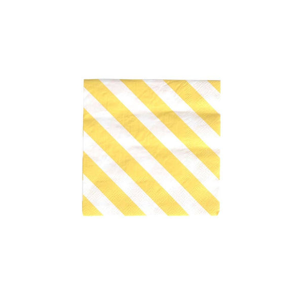Yellow and White Striped Cocktail Napkins