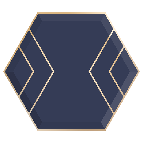 Navy & Gold Hexagon Paper Plates (8/pk)