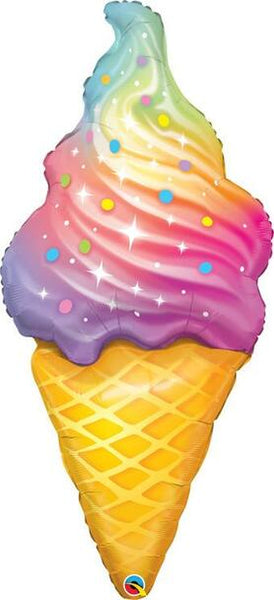 45" Swirl Ice Cream Cone Foil Balloon