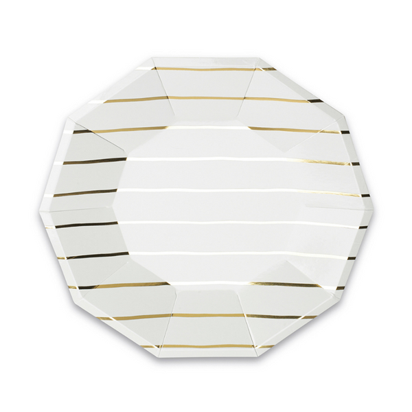 Frenchie Striped Large Plates in Gold (8/pk)