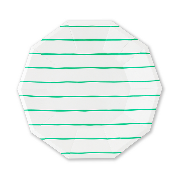 Frenchie Striped Large Plates in Clover Green (8/pk)