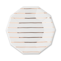 Frenchie Striped Large Plates in Rose Gold - 8/pk
