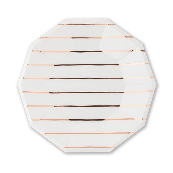 Frenchie Striped Large Plates in Rose Gold - 8/pk