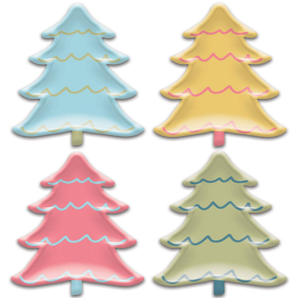 Bright Holiday Tree Shaped Paper Plate Set (8/pk)