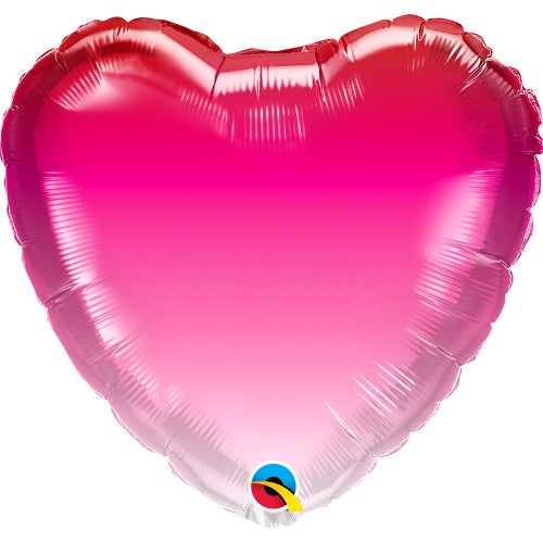 18" Pink Ombre Foil Heart Balloon