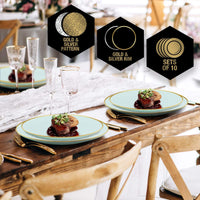 Round Mint and Gold Plastic Plates (10/pk)