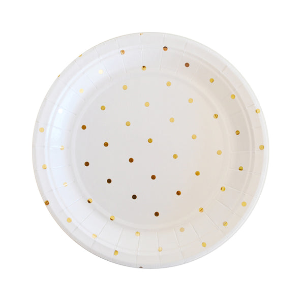 Gold Dot Dessert Plate - Pack of 10