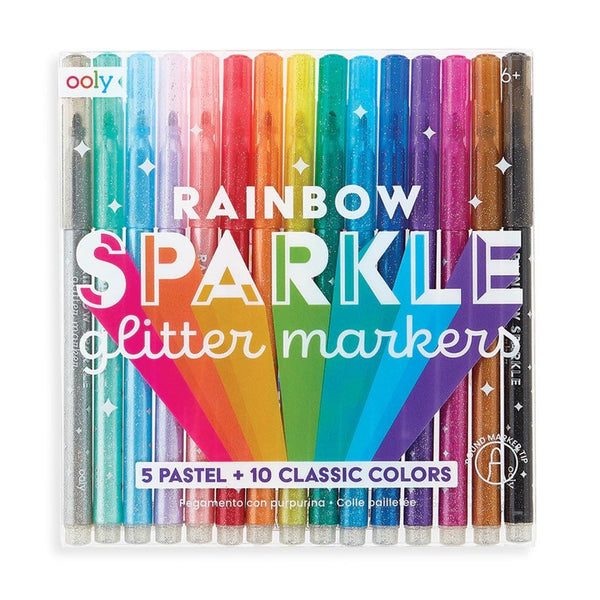 Rainbow Sparkle Glitter Markers - 15pk