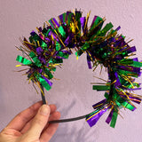 Mardi Gras Headband - Tinsel Headband - Purple Green and Gold Headband - Thin Gold Tinsel Headband - Shimmer Mardi Gras Headpiece