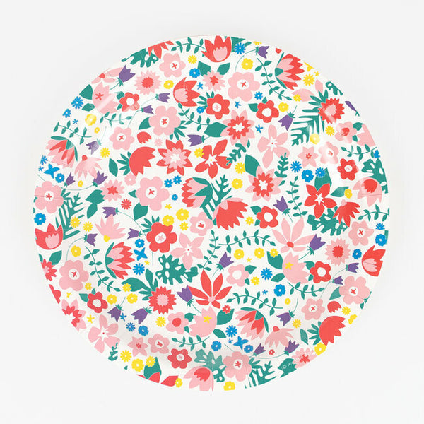 Floral Pattern Plates (8/pk)