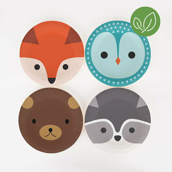 Mini Woodland Animals Paper Plates - Eco Friendly