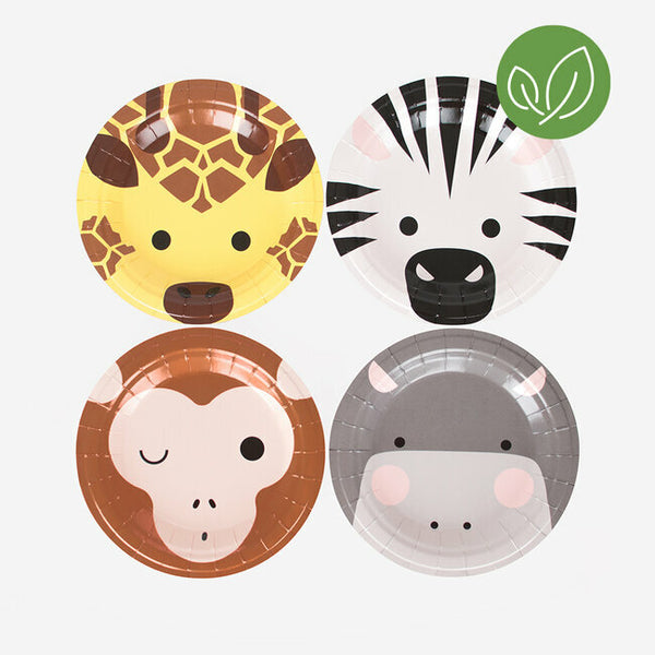 Mini Safari Paper Plates - Eco Friendly 8/pk
