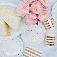 Rose Gold Stripes and Dots Cocktail Napkins