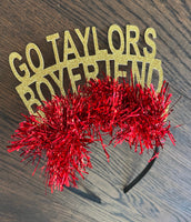 Go Taylors Boyfriend Headband - Tinsel Headband - Red and Gold Headband - Tinsel Headband - Super Bowl Headpiece - New Orleans Superbowl