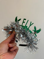 FLY Headband - Tinsel Headband - Green Tinsel Headband - Super Bowl Headpiece - Go Eagles Headband - New Orleans Superbowl - Go Bids Cute