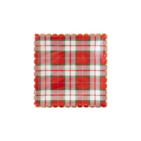 Cozy Lodge Square Scallop Plaid Plate (8/pk)