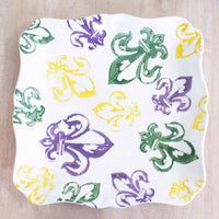 Watercolor Square Fleur de Lis Platter